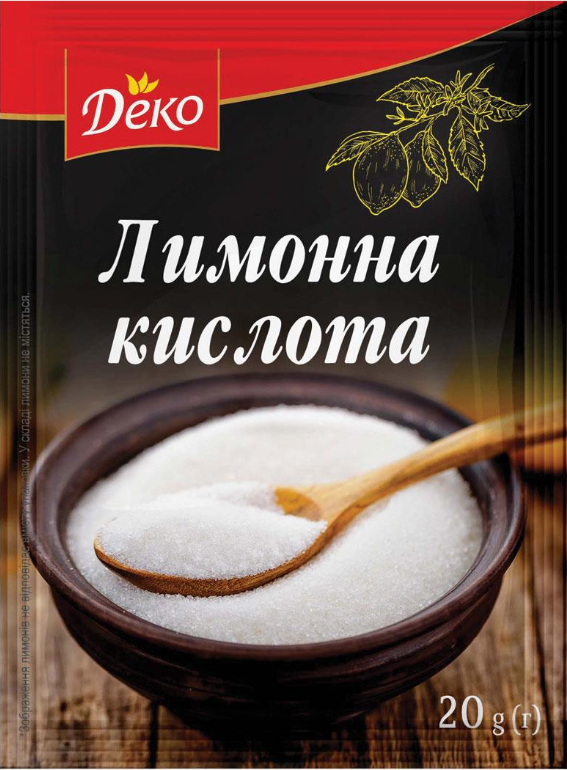 Лимонна кислота 20г/160шт Деко